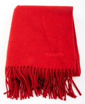 HERMES CASHMERE RED SCARF Vint