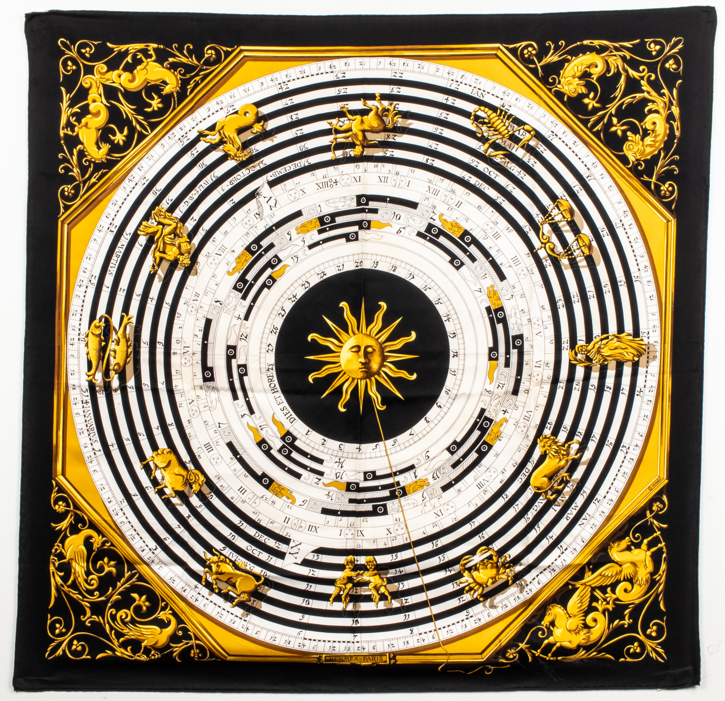 HERMES "DIES ET HORE" SILK SCARF