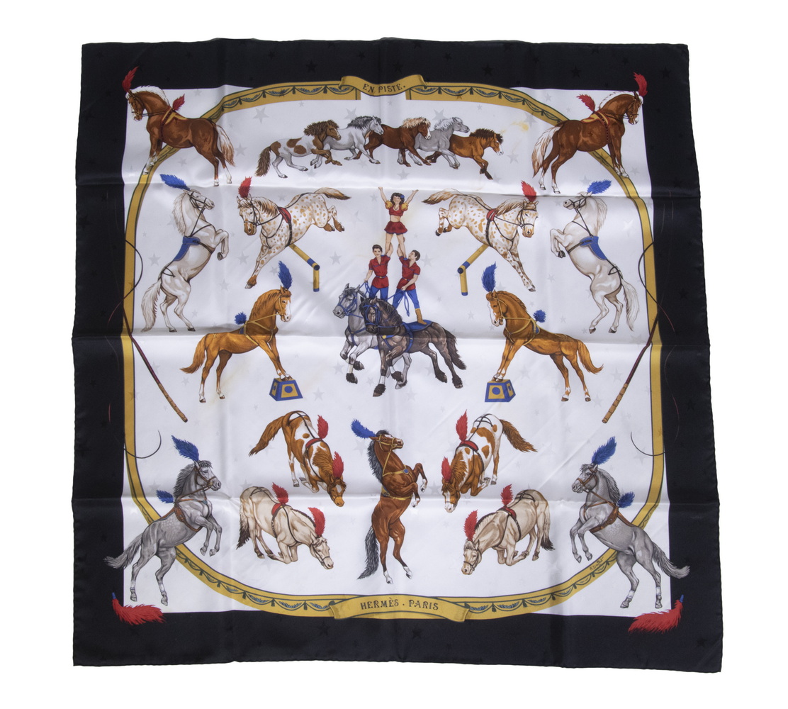 HERMES "EN PISTE" SCARF IN ORIGINAL
