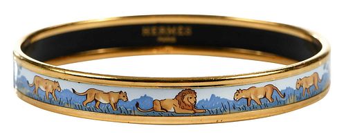 HERMES ENAMEL BANGLE BRACELETgold