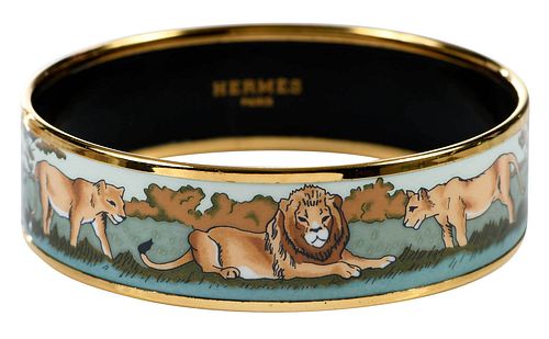 HERMES ENAMEL BANGLE BRACELETgold