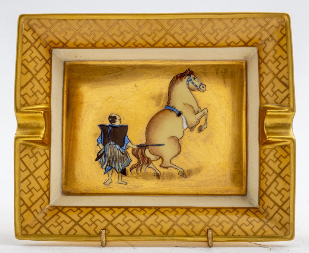 HERMES GILT PORCELAIN ILLUSTRATED