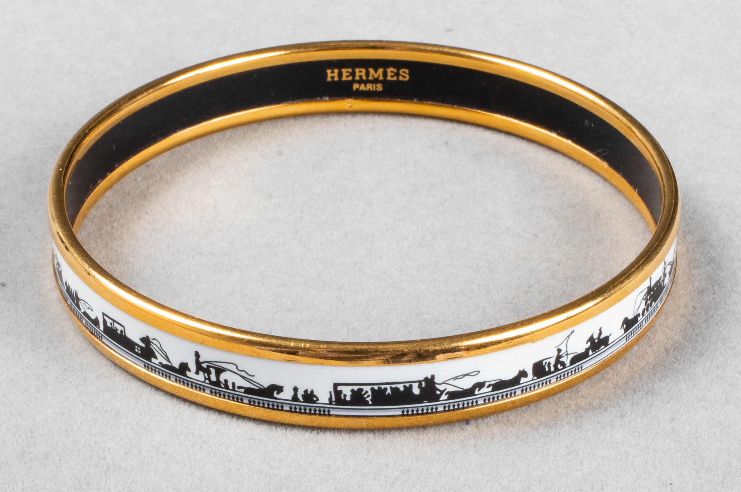 HERMES GOLD-TONE ENAMEL BANGLE