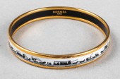 HERMES GOLD-TONE ENAMEL BANGLE