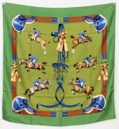 HERMES "JUMPING" SILK SCARF He