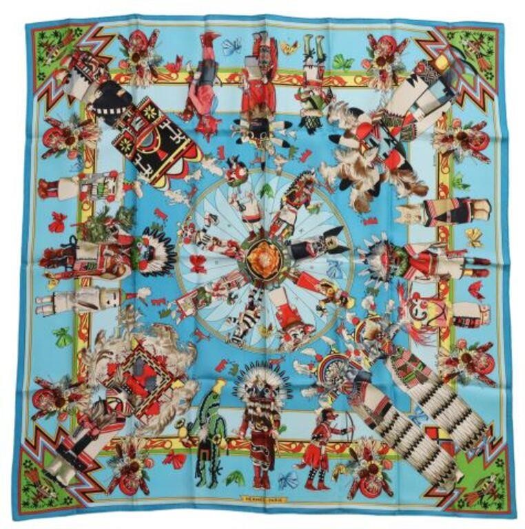 HERMES KERMIT OLIVER SILK SCARF,