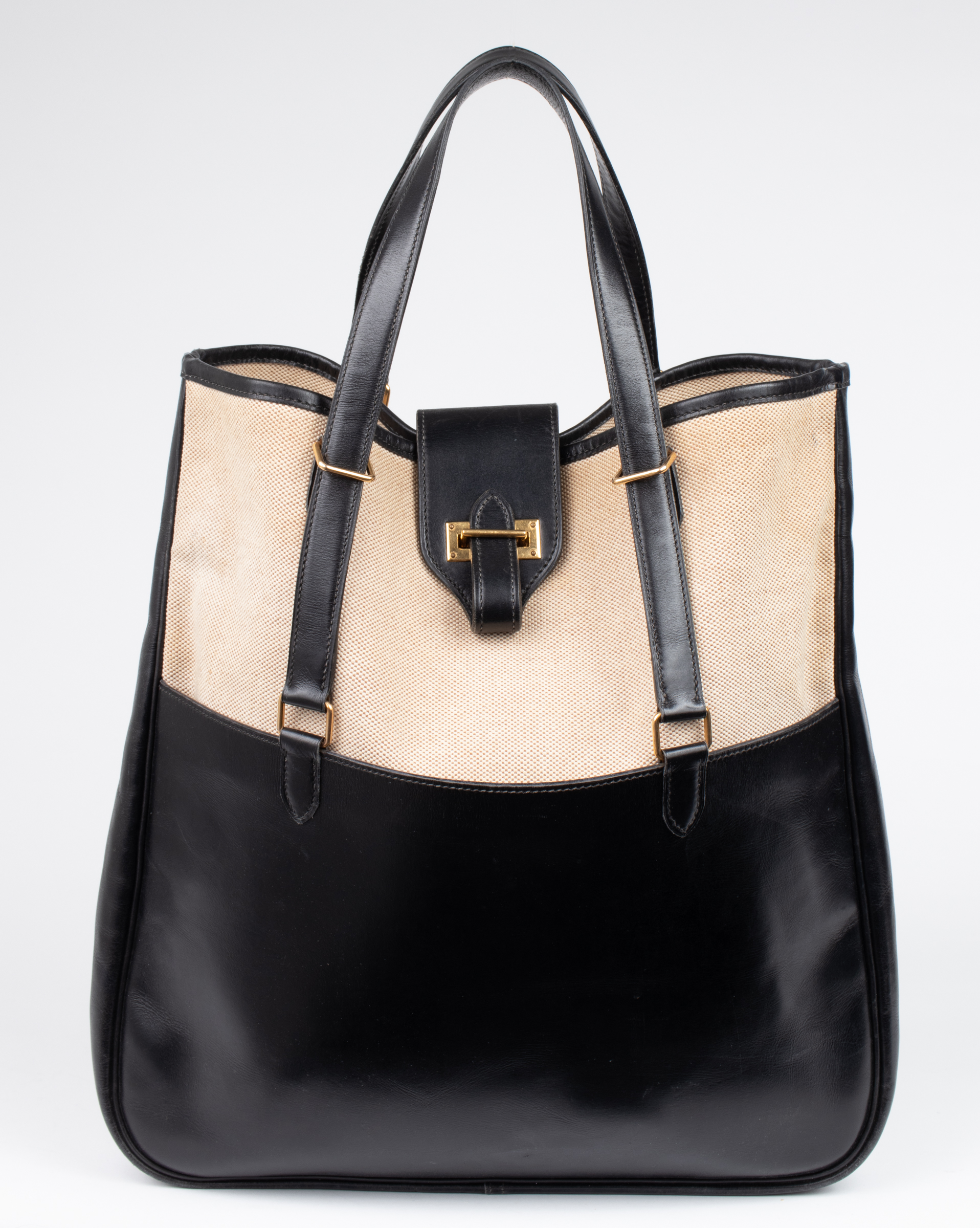 HERMES LEATHER AND CANVAS TOTE