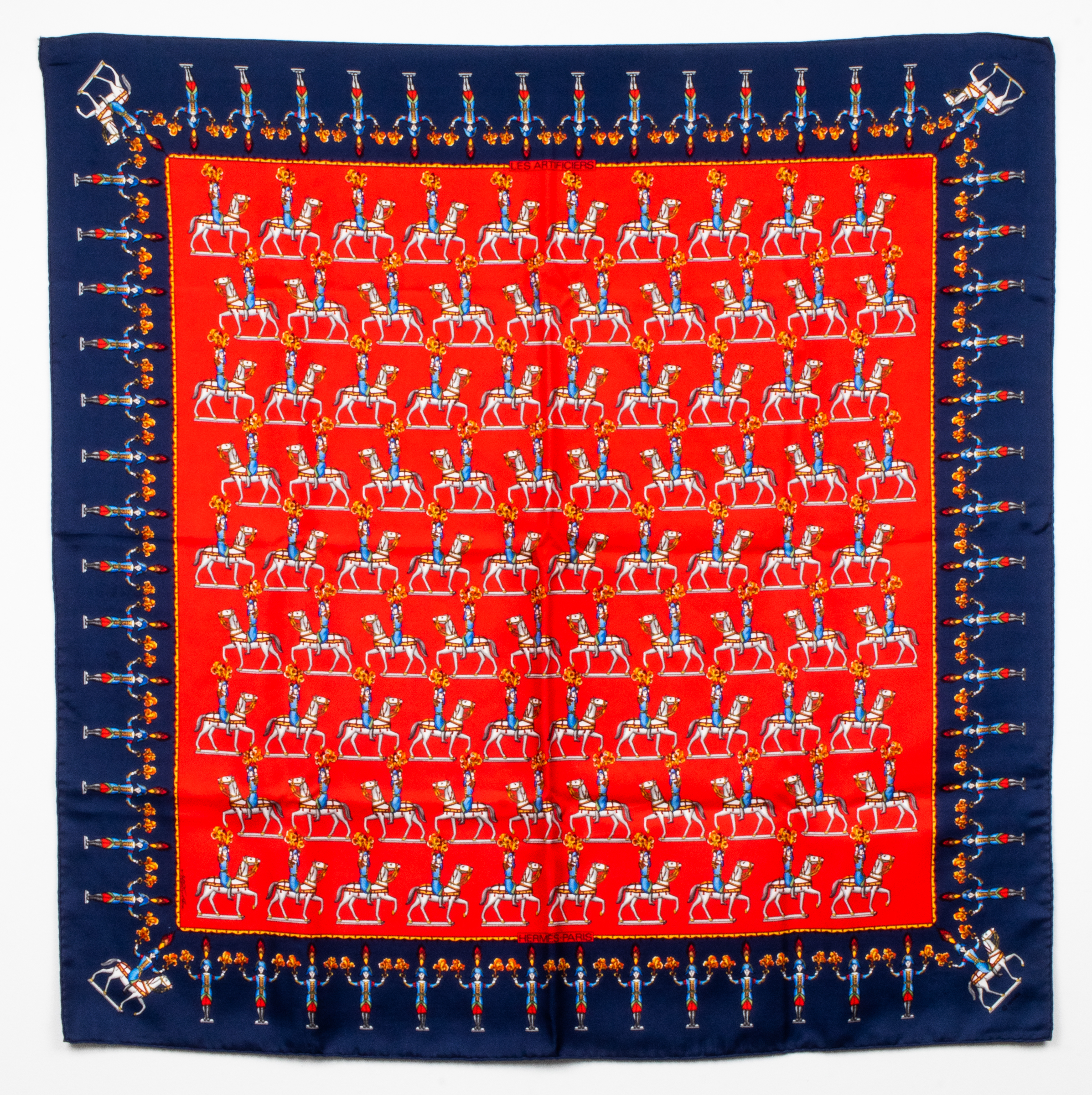HERMES "LES ARTIFICIERS" SILK SCARF