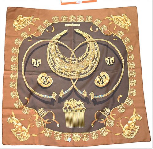 HERMES "LES CAVALIERS D'OR" SILK