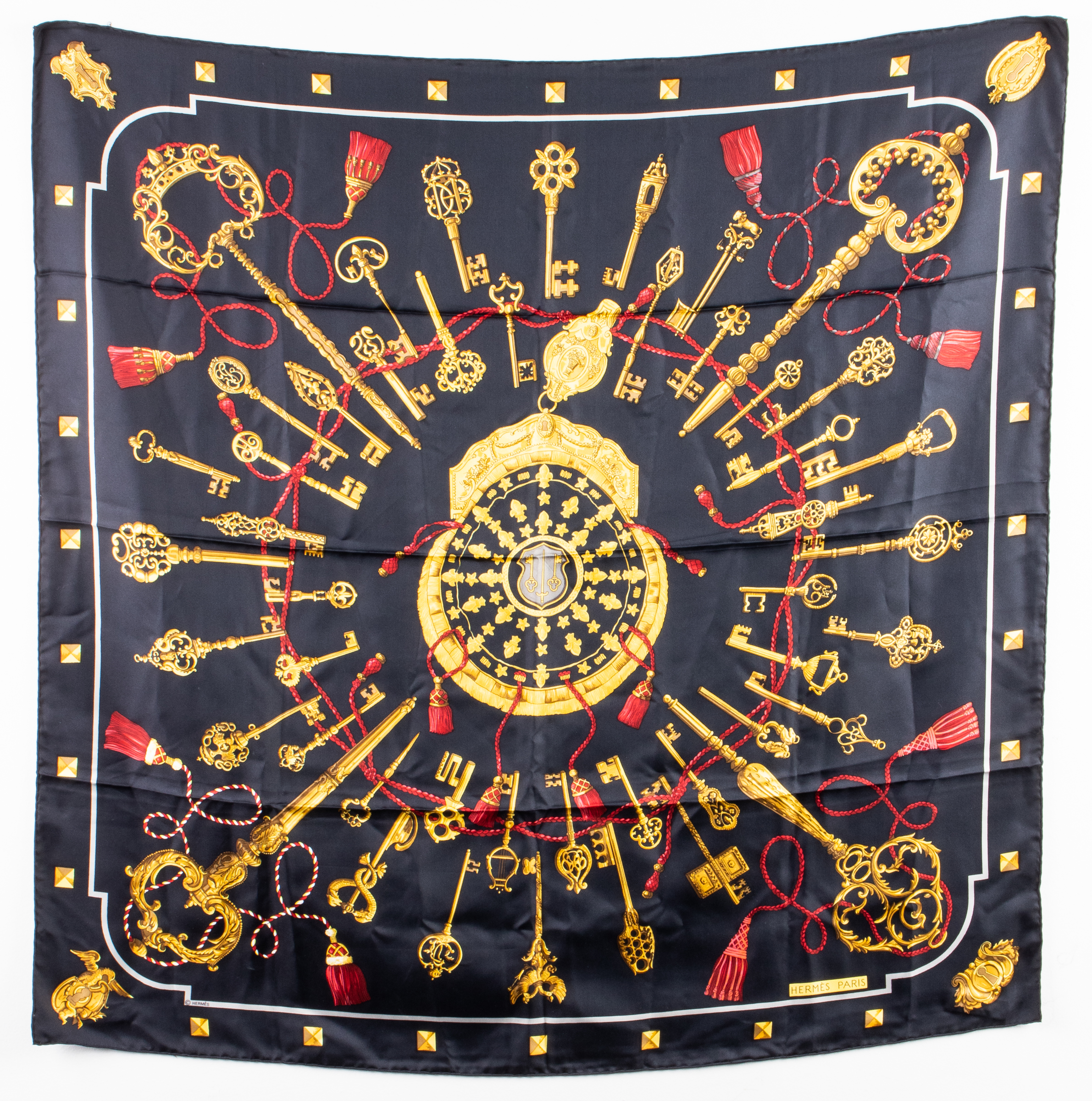HERMES "LES CLEFS" SILK SCARF