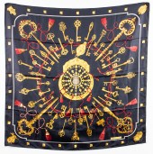 HERMES "LES CLEFS" SILK SCARF