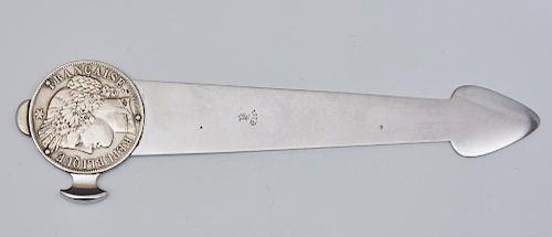 HERMES LETTER OPENER WITH 5 FRANC