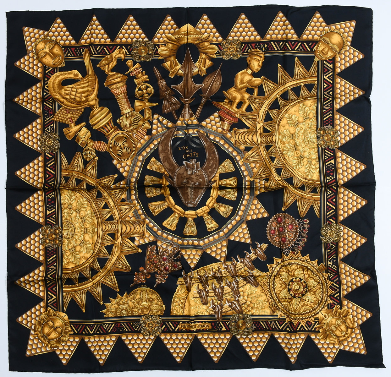 HERMES L'OR DES CHEFS SILK SCARF: