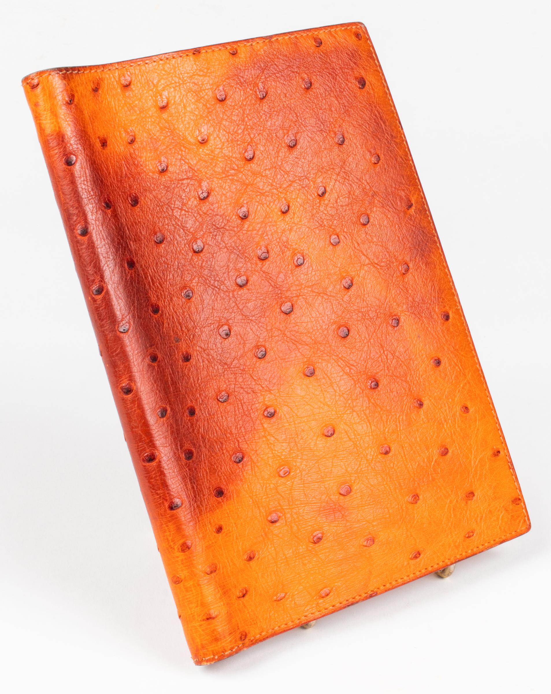 HERMES ORANGE OSTRICH GLOBE TROTTER