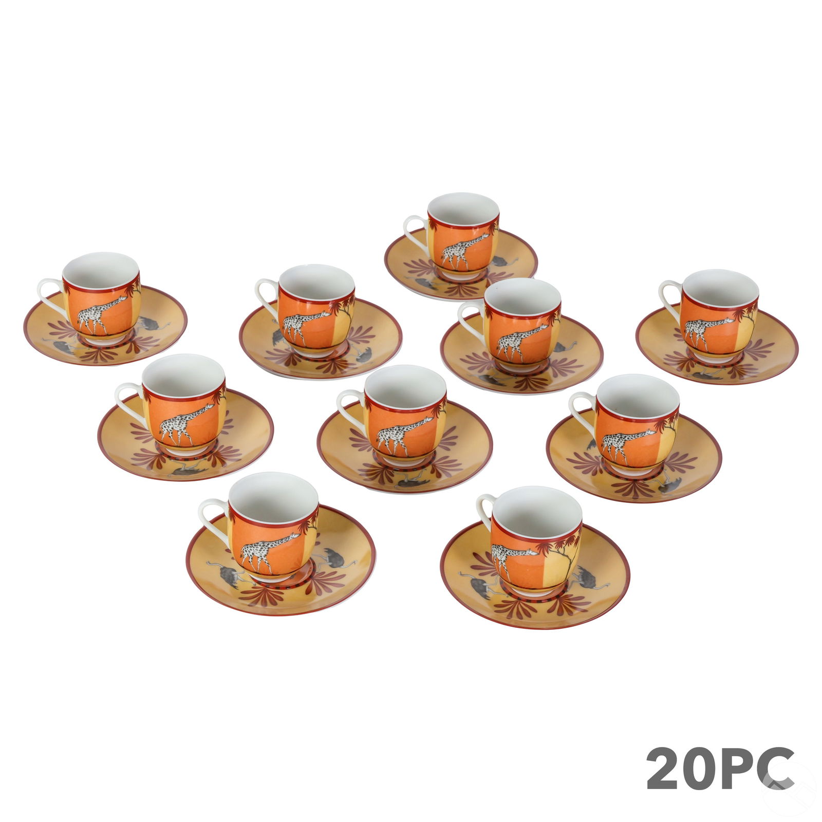 HERMES PORCELAIN AFRICA TEACUPS &