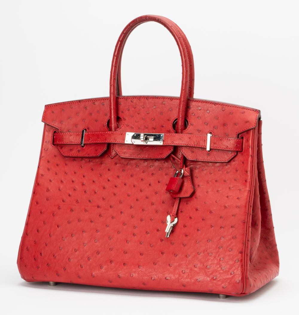 HERMES RED OSTRICH 35CM BIRKIN