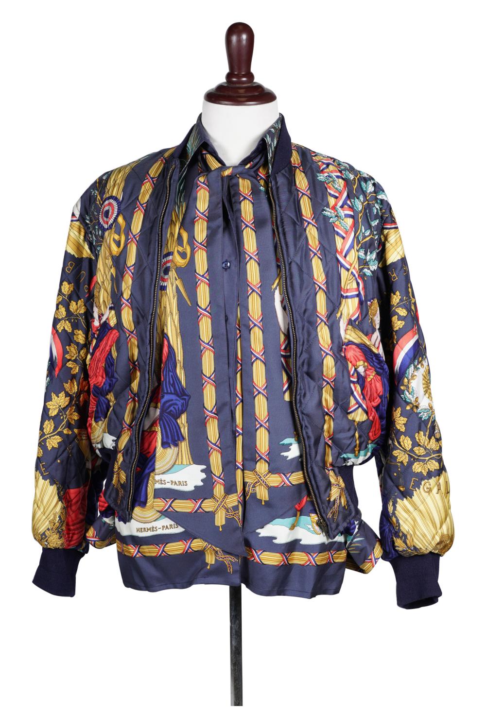 HERMES SILK BOMBER JACKET,