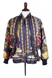 HERMES SILK BOMBER JACKET, BLO