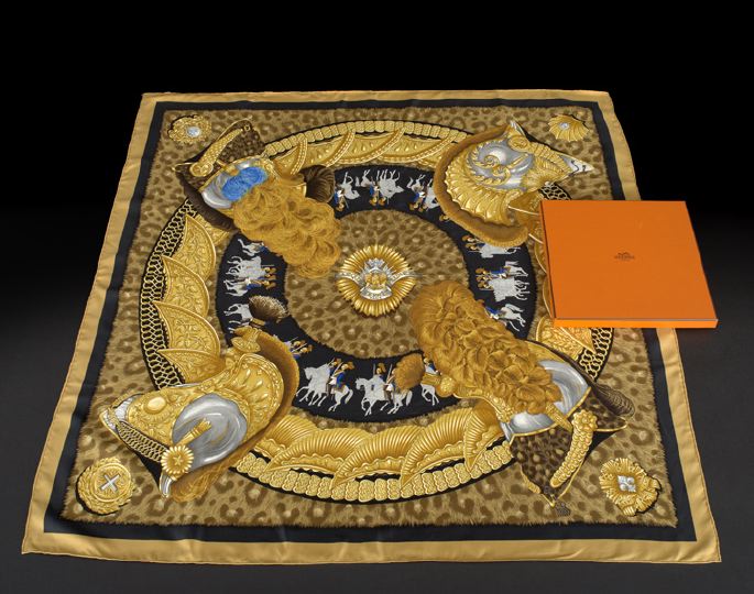 Hermes Silk Scarf,  depicting a