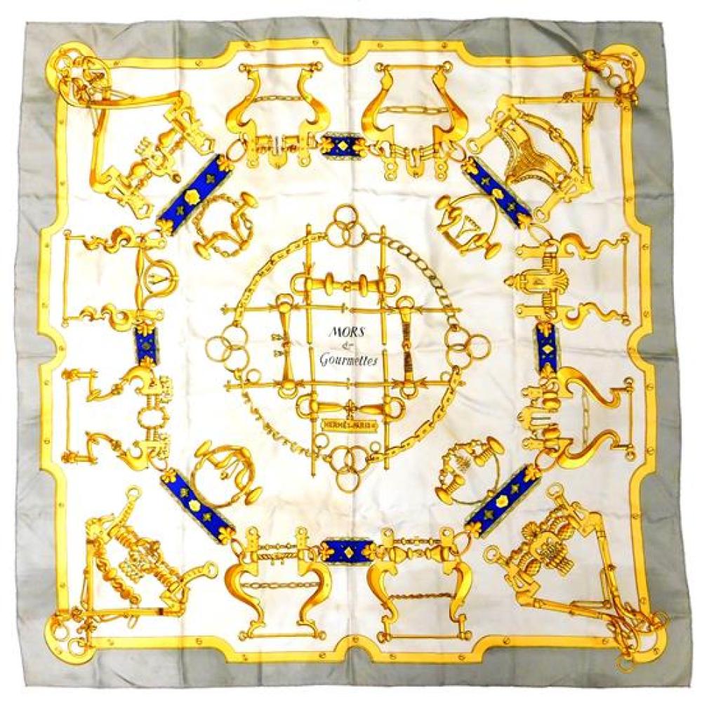 HERMèS SILK SCARF, IN "MORS &