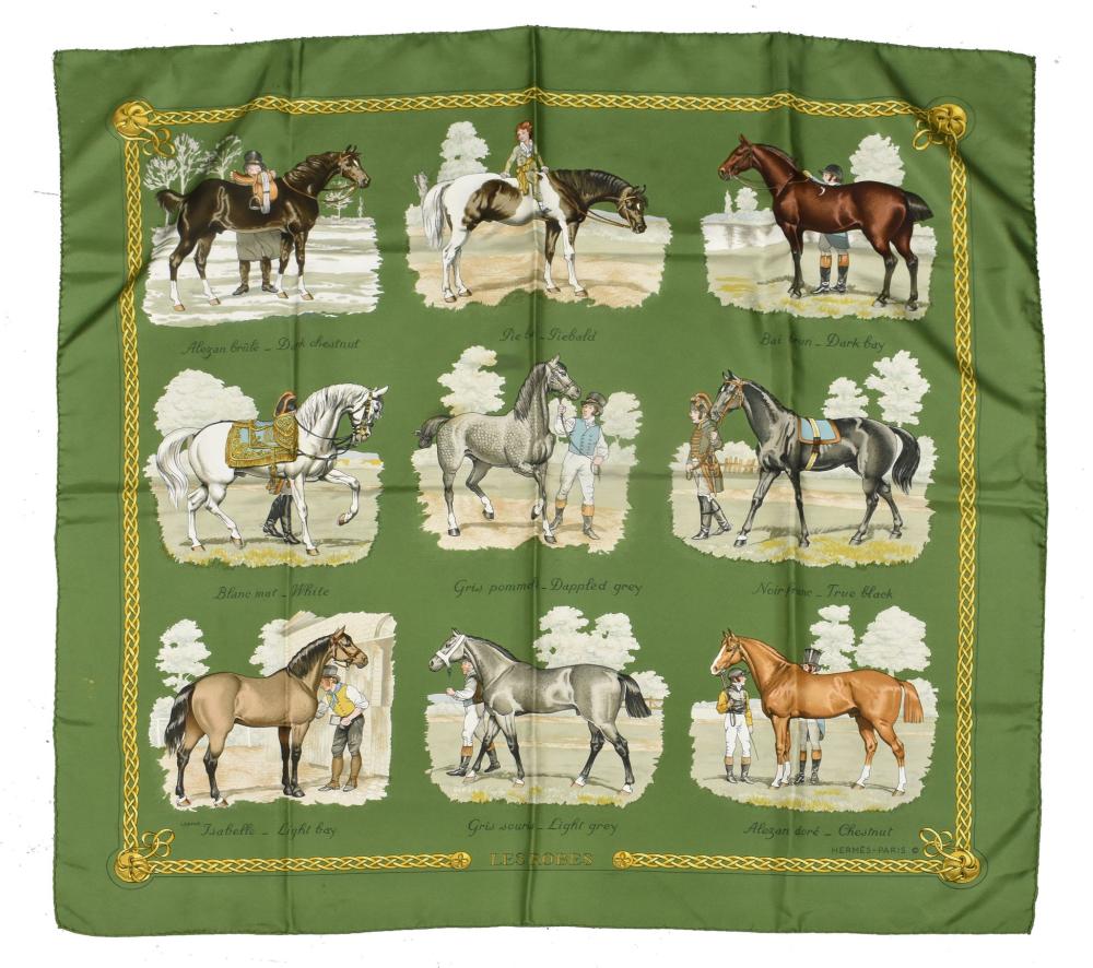 HERMES SILK SCARF, SIGNED.