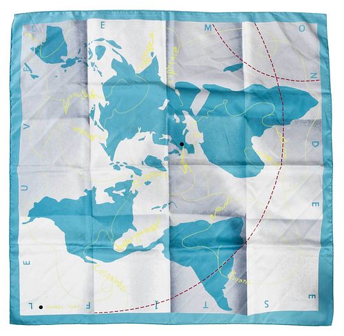 HERMES SILK SCARFblue, white,