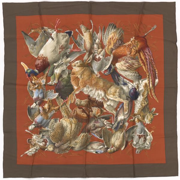 HERMES SILK SILK SCARF "GIBIERS"