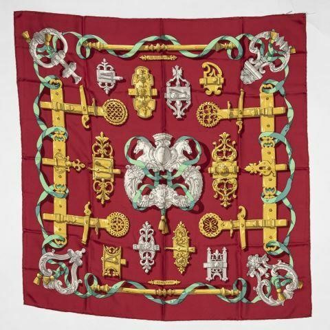 HERMES SILK TWILL RED SCARF