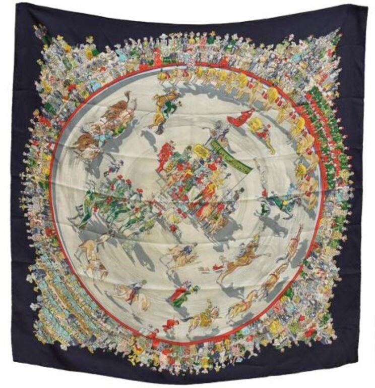 HERMES SILK TWILL SCARF, 'CIRQUE