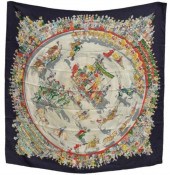 HERMES SILK TWILL SCARF, 'CIRQ