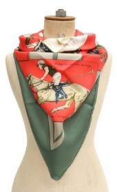 HERMES SILK TWILL SCARF, 'HERM