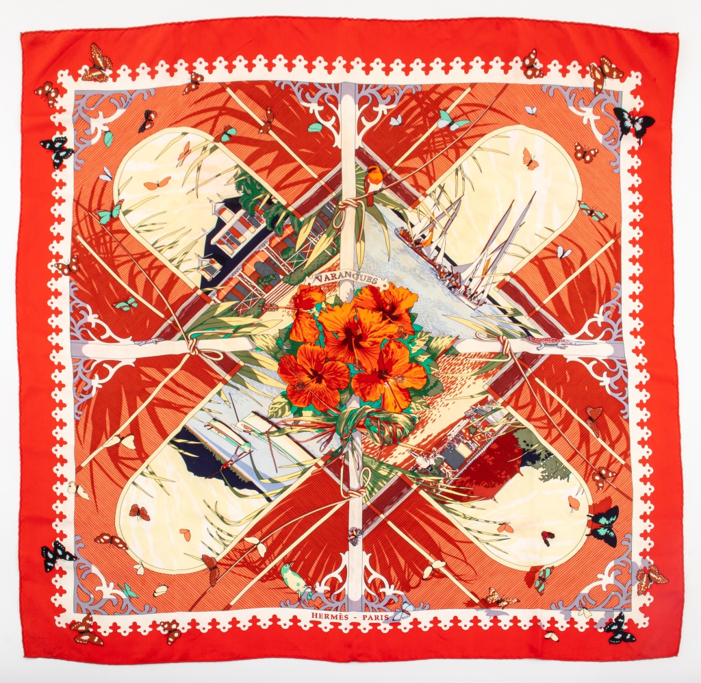 HERMES "VARANGUES"  RED SILK