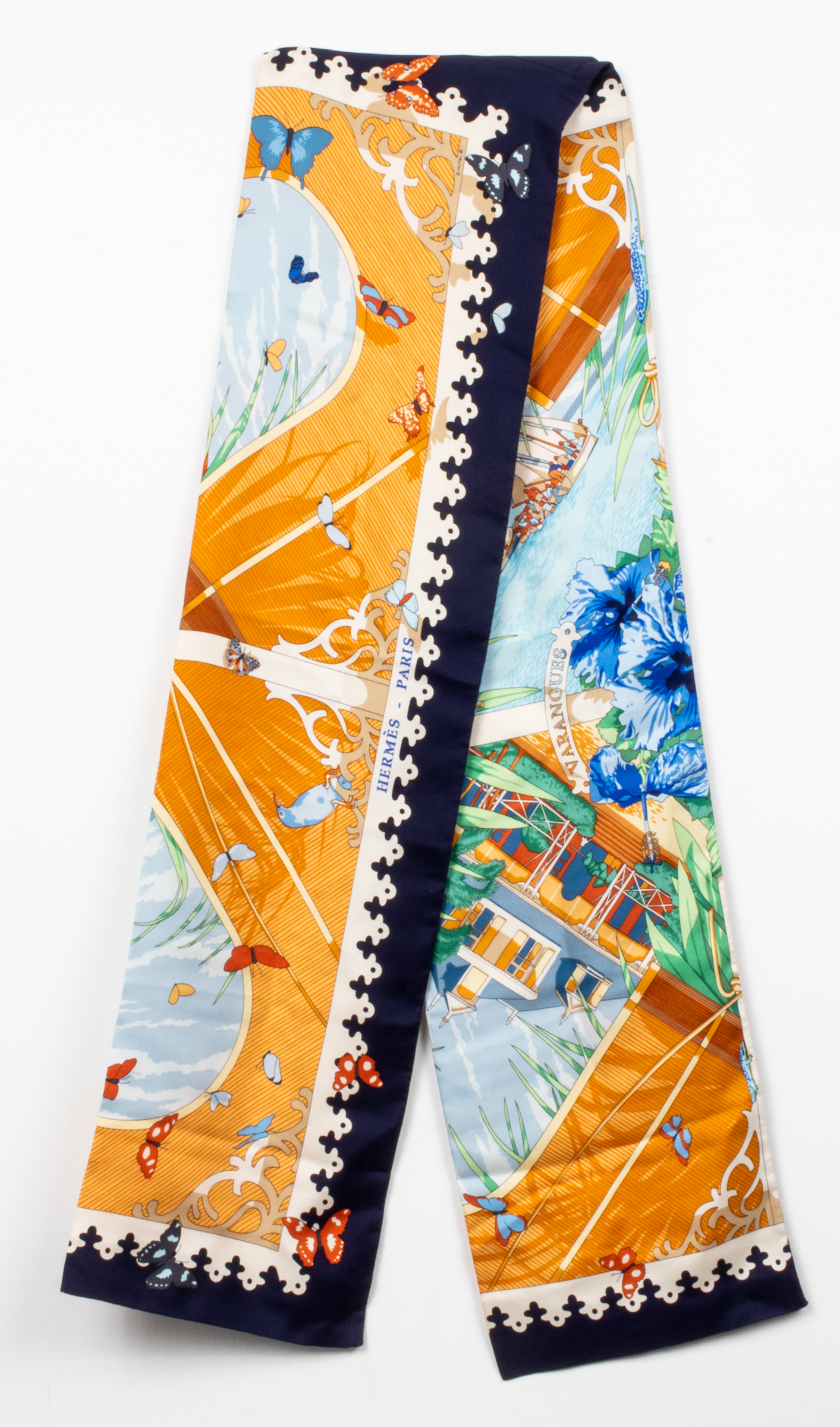 HERMES "VARANGUES" SILK STOLE /