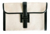 HERMES VINTAGE BLACK & TOILE L