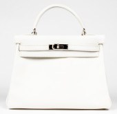 HERMES WHITE LEATHER KELLY 32C