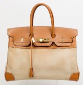 HERM?S 35CM CANVAS & LEATHER B
