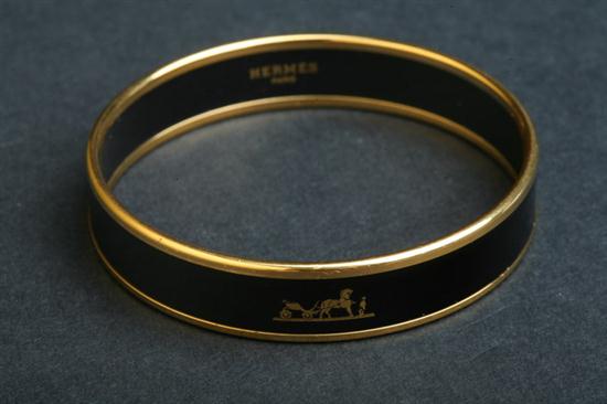 HERM?S BLACK ENAMELLED AND GOLD