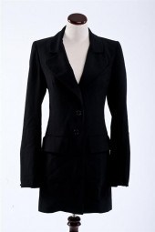 HERM?S NAVY WOOL LONG JACKET s