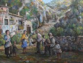 HEROT-- , VILLAGE SCENE, PASTE