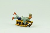 HESS BOY ON SLED Germany litho