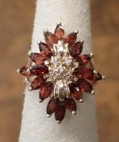 HESSONITE GARNET, DIAMOND AND