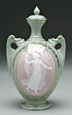Heubach pate-sur-pate urn, circular