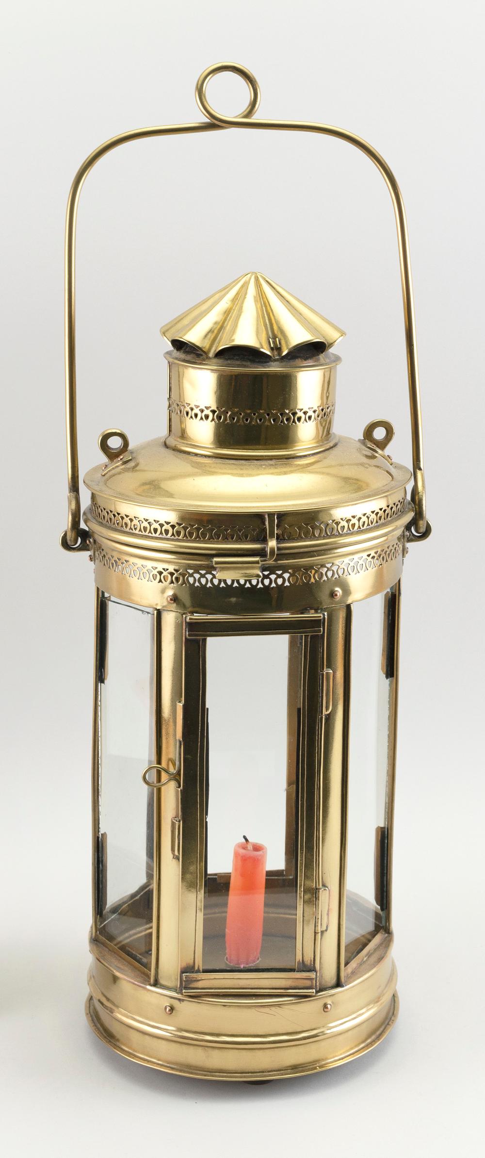 HEXAGONAL BRASS HANGING LANTERN