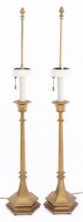 HEXAGONAL BRASS TABLE LAMPS, P