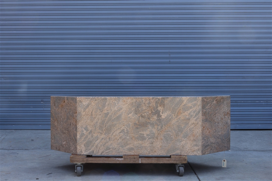 Hexagonal marble table; 18" x 60" x