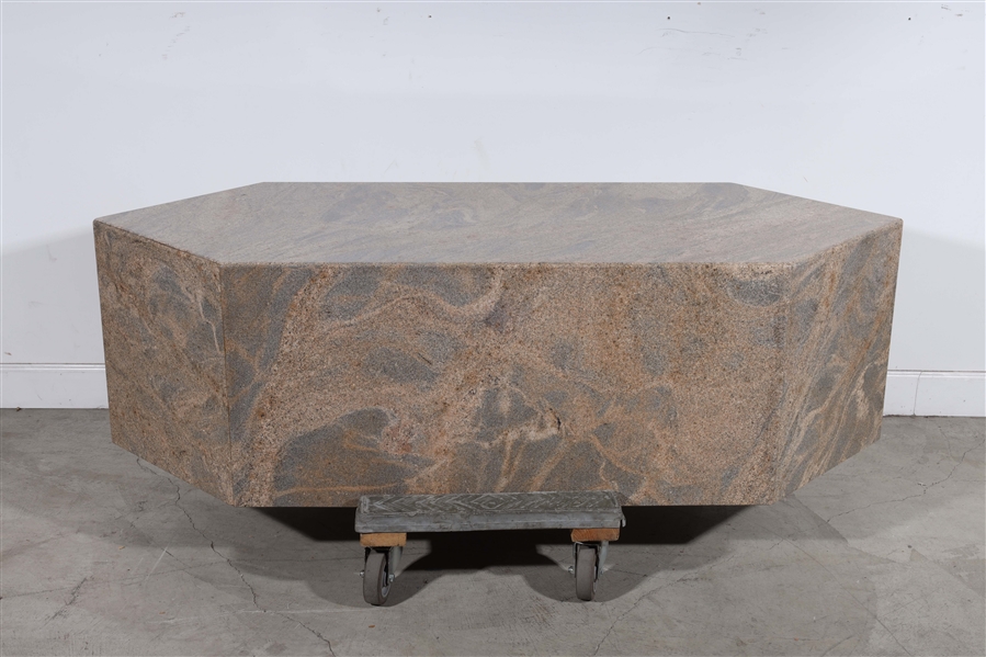 Hexagonal marble table; 18" x 60" x