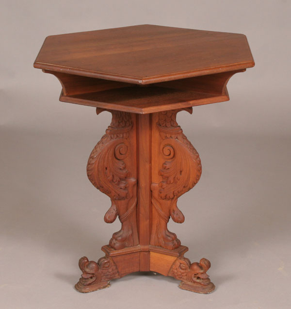 Hexagonal top wooden stand/table;