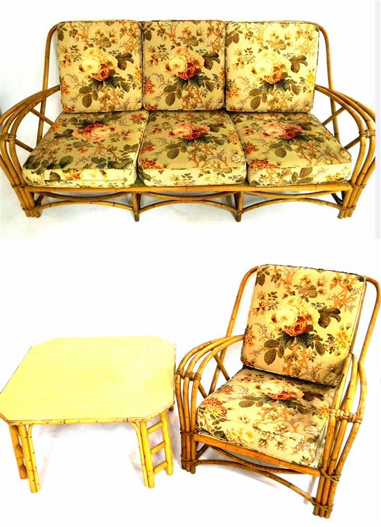 Heywood Wakefield rattan table 