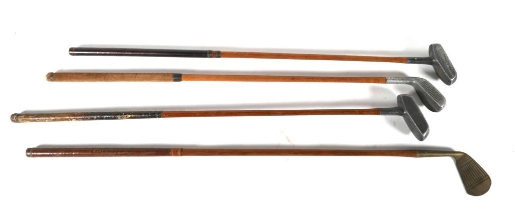 HICKORY SHAFT GOLF CLUBS (4)
