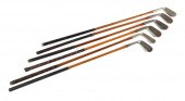 HICKORY SHAFT GOLF CLUBS (6) A